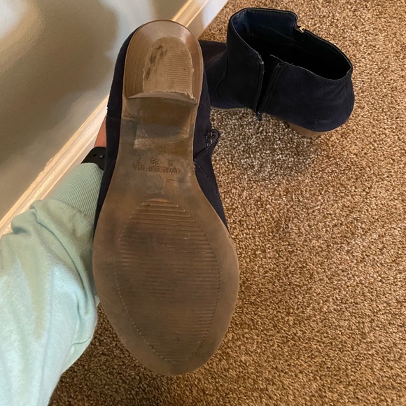 Navy Blue Heeled Booties - Picture 3 of 3